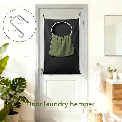 KEEPJOY XL Black Door Hanging Laundry Hamper, 36.5" x 22.5" Large Capacity Hanging Hamper Bag with Large opening and Strong Hooks for All Family Laundry, Blankets, and Toys (Black,1-Pack)
