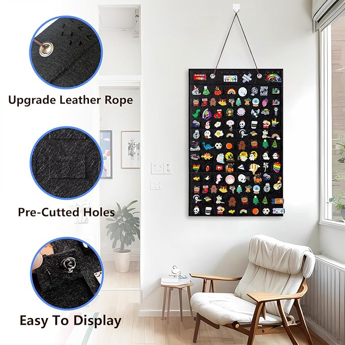 Collector Pin Board,Pin Collections Storage Holder,Enamel Pin Hanging Display Board,Pin Board For Pins Collection,Pin Holder Display For Wall,Enamel Pin Organizer Display Case(96 Slots,Black)