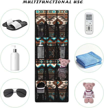 Geometric Shoe Organizer Over The Door 12 Pockets Wall Hanging Storage for Living Room Large Capacity Behind Door Shoe Organizer Space Saving Multi-Funtion Storage Bag