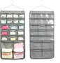 NIMES Hanging Closet Underwear Sock Bra Organizer Dual-Sided Accessories Storage With 42 Clear Pockets (GREY)