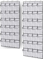 MISSLO 24 + 28 Large Pockets Over The Door Shoe Organizer Mesh Pockets and Over The Door Shoe Rack Hanging Sneaker Organizer for Closet