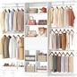 5FT Closet Organizer System with Wooden Drawers, 60 Inches Walk In Closet System With 5 Hanging Rods, Can Fit 1.58 to 6.8 FT with Reversible Hanging Shelving, White