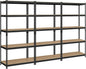 Topeakmart 3PCS 5-Tier Utility Shelves, Metal Storage Shelves Garage Shelving Unit Adjustable Garage Storage Shelves Storage Racks Heavy Duty Shed Shelving- Black, 35.5 x 17.5 x 72 Inch