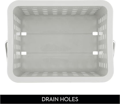iDesign Shower Caddy Basket with Handle for Bathroom or College Dorm, Light Gray, Made in USA
