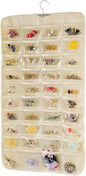 Bloss Hanging Jewelry Organizer, Double Sided 80 Pocket Jewelry Chain Storage Bag 2 Layer of Fabric Jewelry Organizer Holder for Necklace Bracelet Earring Ring Chain(Beige)
