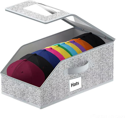 Hat Organizer for Baseball Caps 1 Pack Grey, Holds 15 Caps Hat Storage Hat Box, Closet Organizers and Storage for Closet/Shelf/Bedroom, Baseball Hat Organizer for Men Women