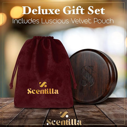 Luxury Real Teak Wood & Metal Pouch Container - Premium Pouch Can & Holder - EDC Storage Tin - Odor & Moisture Proof - with Beautiful Gift Box & Velvet Bag