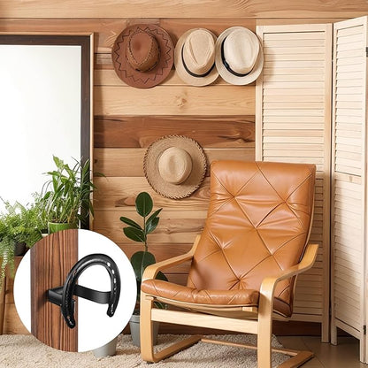DoubleFill 2 Packs Cowboy Western Hat Rack Cowboy Hat Holder Hat Hanger Wall Mount Black Hat Hooks for Display Wall Decor Keeps Original Shape of Hat