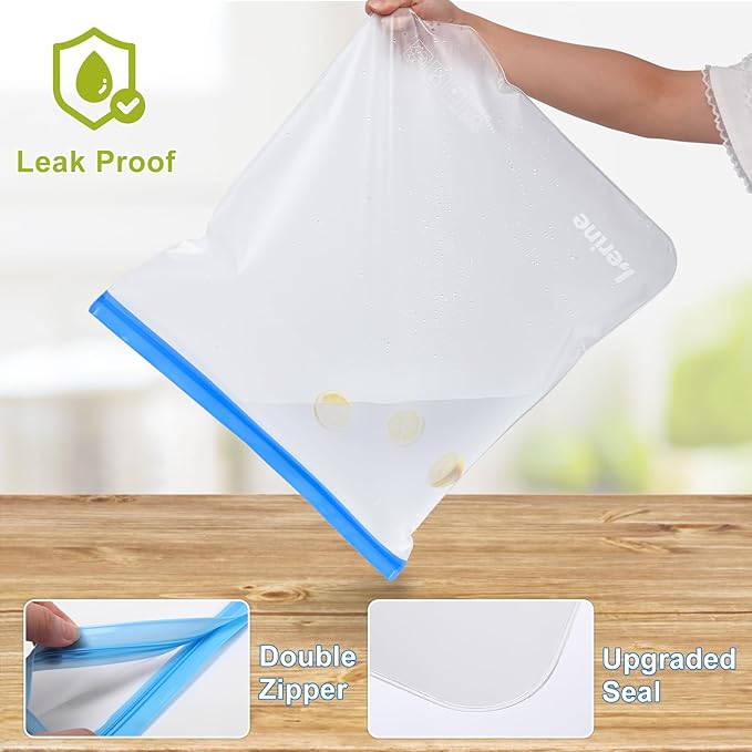 Lerine 4 Pack Reusable 3 Gallon Freezer Bags for Turkey Brining, 16"x18", Dishwasher Safe, Leakproof BPA Free Food Storage Bags for Marinating Meat, Home Organization (Multicolor, 4 Pack-3Gallon)