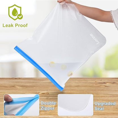Lerine 4 Pack Reusable 3 Gallon Freezer Bags for Turkey Brining, 16"x18", Dishwasher Safe, Leakproof BPA Free Food Storage Bags for Marinating Meat, Home Organization (Multicolor, 4 Pack-3Gallon)