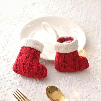 8Pcs Christmas Silverware Holders,Christmas Stockings Knife and Fork Bags Covers for Xmas Party Dinner Table Dinnerware Decoration Flatware Decor