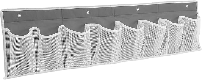 Rv Bedside Shoe Organizer Bag with 8 Mesh Compartments, Non-woven Fabric Hanging Storage Rack for Shoes and Small Items, Space-saving Caravan and Travel Closet Caddy, Gray