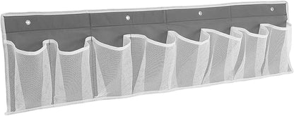 Rv Bedside Shoe Organizer Bag with 8 Mesh Compartments, Non-woven Fabric Hanging Storage Rack for Shoes and Small Items, Space-saving Caravan and Travel Closet Caddy, Gray