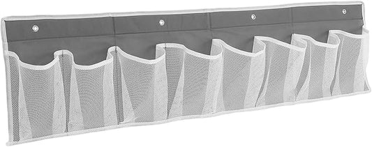 Kichvoe Rv Bedside Shoe Organizer 8-grid Hanging Storage Pocket Breathable Mesh Bag with Hooks for Camper and Home Use Gray