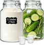 ComSaf 1.1 Gallon Glass Jars with Airtight Lids (138oz, Set of 2), 4-Inch Extra-Wide Mouth Heavy Duty Canisters for Bulk Flour, Sugar & Rice Storage, Ideal for Kombucha, Kimchi, Sauerkraut & Pickling