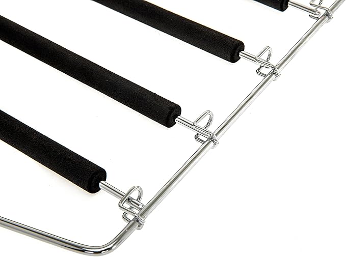 30 Pack Quality Multi Hangers, Space-Saving Multi-Bar Metal Pants Hangers, Stable with Non-Slip Foam Padding, Swivel Hook for 5 Jeans Each, Suit Pants, Scarves, Towels, Trousers