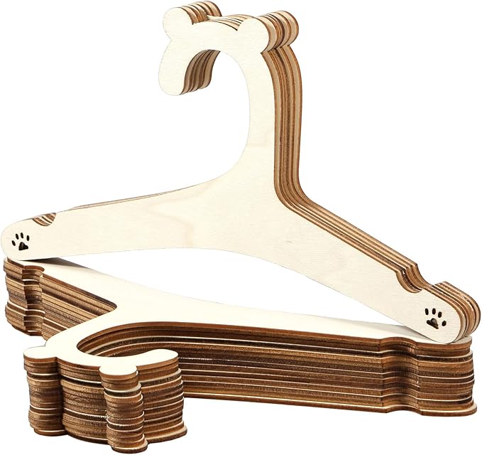 20PCS Wooden Kids Hangers 9" Baby Clothes Hangers, Baby Children Wooden Hangers, Cute Little Kids Hangers, Newborn Girl Boy Hangers for Clothing Pants Coats Skirts Storage (Bear Paw)