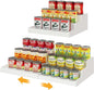 Expandable Bamboo Can Rack Organizer for Pantry, 3-Tier Adjustable Can Storage for Kitchen Cabinets, Soda & Canned Goods Holder for Pantry Organization, Holds Up to 24 Cans, White (Patent Pending)
