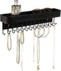J JACKCUBE DESIGN Necklace Holder Wall Mounted Jewelry Organizer for Bracelet, Earrings and Rings with 25 Hooks - Gothic Room Decor Bedroom Shelf Rack (Black) - MK124B