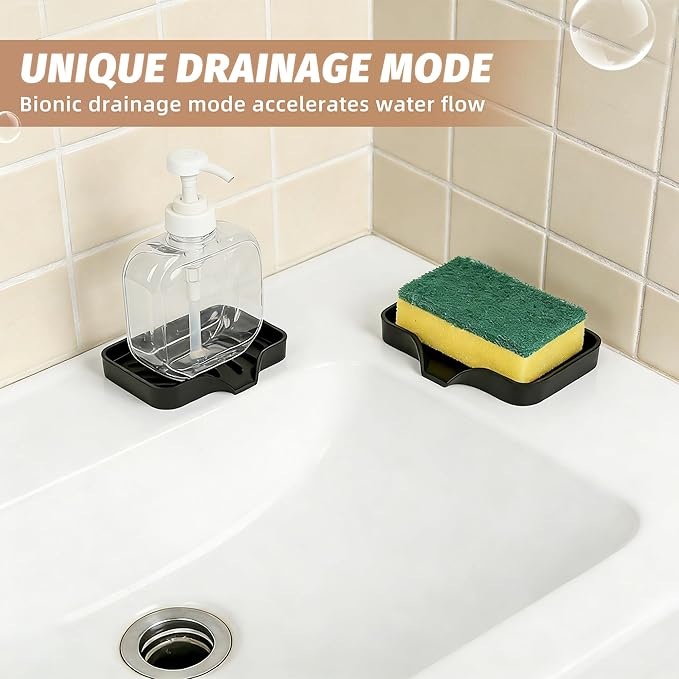 2-Pack Self-Draining Silicone Soap Dish - Anti-Slip Bar Soap Holder for Shower, Bathroom & Kitchen