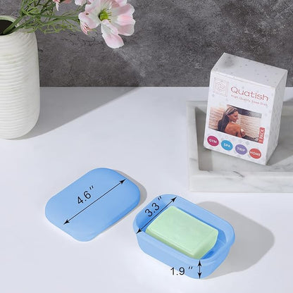 Quatish 2 Pack Travel Soap Container, Portable Soap Holder with Lid, Travel Bar Soap Holder, Soap Case for Camping Gym Travel, Soap Box for Bathroom,Denimblue