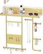 Saydear Wall Mounted Jewelry Organizer with Shelf: Metal Display Stand with Velvet Pad, Multi-Layer Necklace Hanging Rack for Bedroom Bathroom Space Saving No-Drill Wall Decor