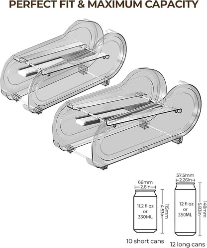 Drink Organizer for Fridge, Soda Can Organizer Dispenser for Refrigerator with Automatic Rolling,Organize Standard Size 11.15oz or 12oz Cans Drink,Save space for Fridge、Kitchen、countertop （2 pack）