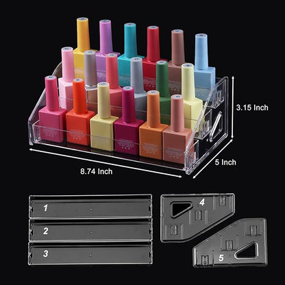 SUTOKAKA Nail Polish Organizer Clear Acrylic Eyeglasses Display Holder Essential Oil Storage Rack Makeup Stand Tray - 3 Layer