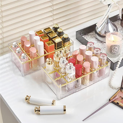 18 Grids Lipsticks Organizer, Clear Acrylic Lip Gloss Holder and Storage Display Case for chapstick, Lip Balm, Makeup (1 Pack)