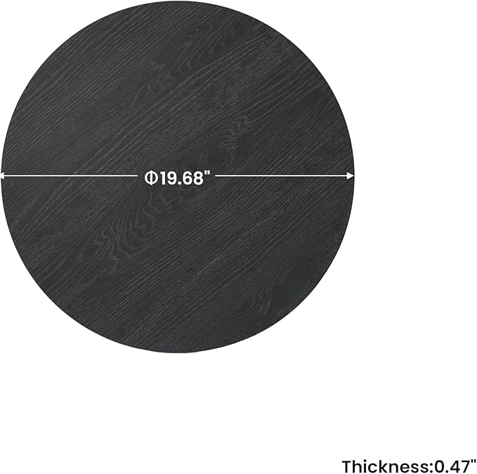 19.69" Sintered Stone Lazy Susan for Table Top- Extra Large Round Lazy Susan Organizer - Kitchen Revolution for Countertop(Black Wood Grain)
