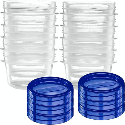 ELEGANT DISPOSABLES Twist Top Deli Containers Food Storage Containers Blue Screw on Lid Reusable Stackable Leakproof Airtight, pack of 10-16 oz containers