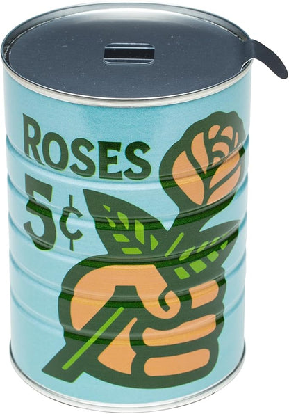 Retro Tin Can, Studio MPLS Designs, Collectable, Peel & Stick Valved End with Metal Lid, 8-12oz (4.0625 x 5.5 in) (Get a Grip Design)