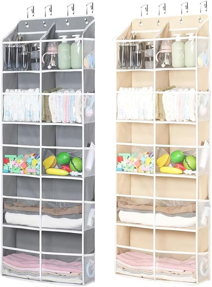 Over the Door Shoe Organizer, Hanging Closet Organizer with Deep Pockets, 900D Oxford Fabric, Heavy-Duty Hooks, Space Saving Storage for Shoes, Bags, Accessories – Gray, 15 Pockets