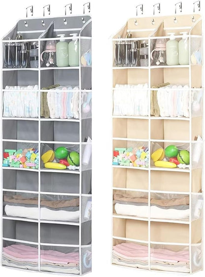 Over the Door Shoe Organizer, Hanging Closet Organizer with Deep Pockets, 900D Oxford Fabric, Heavy-Duty Hooks, Space Saving Storage for Shoes, Bags, Accessories – Gray, 15 Pockets