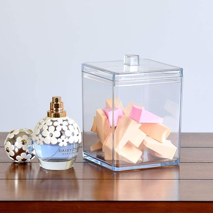 Youngever Clear Plastic Apothecary Jar, Square Shape (30 Ounce)