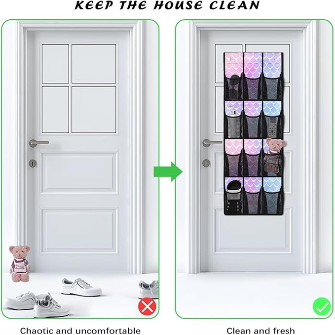 Generic Dream Fish Scales Over The Door Shoe Large-Capacity Design Door Storage Organizer Baby Easy to Hang Behind The Door Making The Chaotic Area Behind The Door Instantly Tidy and Orderly