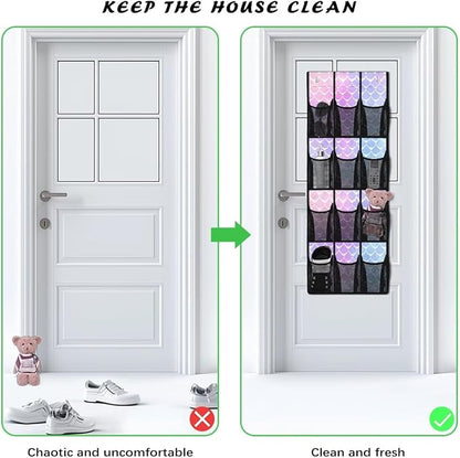 Generic Dream Fish Scales Over The Door Shoe Large-Capacity Design Door Storage Organizer Baby Easy to Hang Behind The Door Making The Chaotic Area Behind The Door Instantly Tidy and Orderly