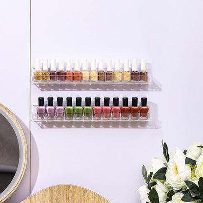 SuoXing 15 Inch 6 Pack Nail Polish Racks For The Wall,Holds Up to 72 Paint Bottles Acrylic Nail Polish Organizer and Nail Polish Wall Rack for Nail Salon