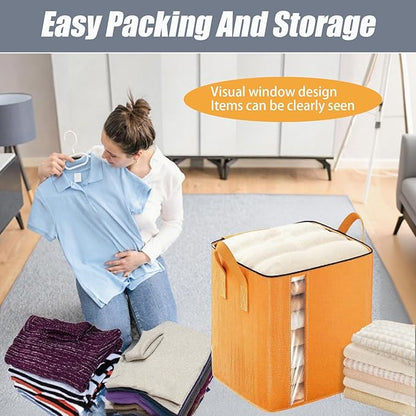 Heavy Duty Moving Bags, Large Reusable Moving Totes with Strong Handles, Waterproof Packing Bags for Moving & Storage, Space Saving Moving Bags for Clothes, Bedding, Toys.(4pcs Large)