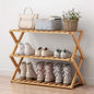 3 Tier Bamboo Shoe Rack,Portable Folding Shoe Storage Rack,Without Installation Small Shoe Rack Perfect for Corridors, Bedrooms and Small Spaces (3 Tier)