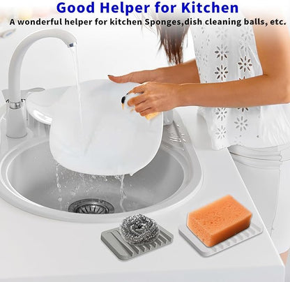 2Pcs Self Draining Soap Dishes, Soap Dish for Bathroom Sink, Premium Silicone Soap Holder, Bathroom, Kitchen, Sponges, Keep Soaps Bars Dry Clean, Extend Life Easy Clean Non - Slip Design