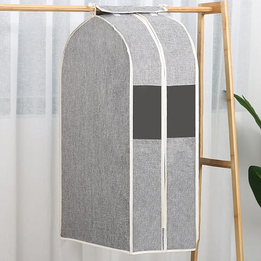 Suit Bags and Garment Covers Cotton and Linen Fabric Garment Bags for Hanging Closet Storage for Suit, Dress, Shirts, Coats, Jackets, Sweater Organizer (4 Colors)(Gray,105 * 60 * 28cm)