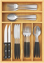 Lifewit Silverware Drawer Organizer, Utensil Tray for Kitchen, Flatware and Cutlery Holder, Storage for Spoons Forks Knives, 25 x 39cm, Natural
