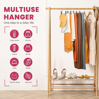 30 Pack Pants Hangers with Clip,Legging Organizer for Closet Hanging, Space Saving Yoga Pants Hangers Clip Hangers Closet Organization,Closet Organizers and Storage for Jeans,Shorts,Skirts,Hats