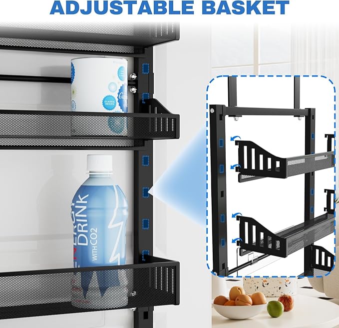 coobest 8-Tier Over the door Spice Rack Organizer, Large Heavy Duty Metal Wall Mount or Over The Door, 2 in 1 Rust-Proof Hanging Storage Shelf for Kitchen Pantry, Bathroom, Laundry Room, Closet