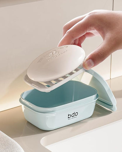 PEISAINOX Travel Soap Case, Leakproof Soap Container with Lid, Portable Bar Soap Holder for Traveling, Soap Dishe for Bathroom, Shower, Gym, School, Camping, Vacation, Outdoor (White)
