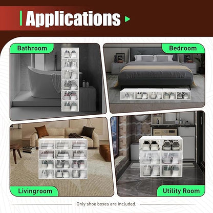 for 20X Foldable Stackable Shoe Box Storage Plastic Transparent Clear Shoe Organizer
