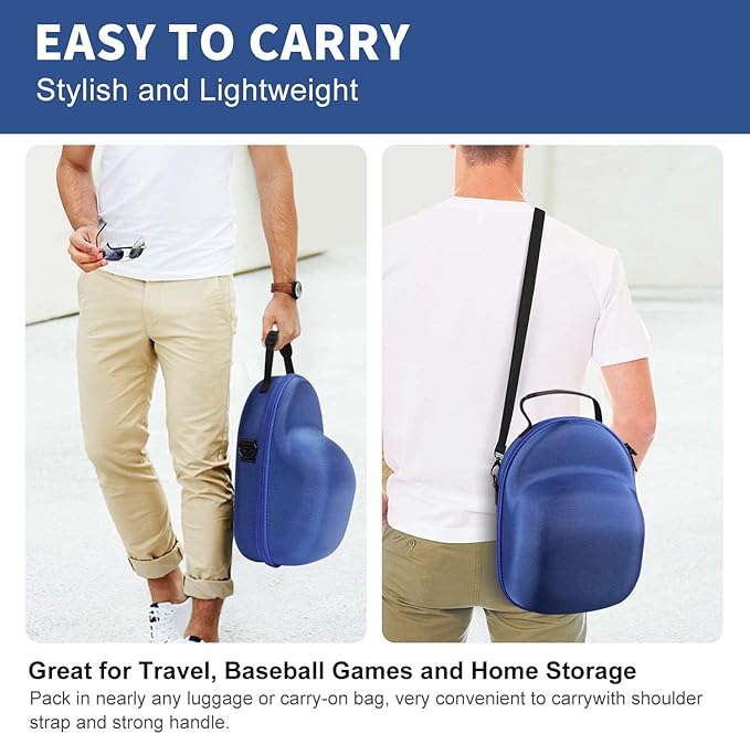 Livelab Hat Case, Hard Hat Case for Baseball Caps, Hat Storage with Carrying Handle & Shoulder Strap, Hat Organizer Protects Up to 6 Hats, Perfect for Travel & Home Storage - Blue