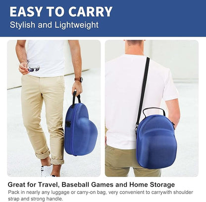 Livelab Hat Case, Hard Hat Case for Baseball Caps, Hat Storage with Carrying Handle & Shoulder Strap, Hat Organizer Protects Up to 6 Hats, Perfect for Travel & Home Storage - Blue