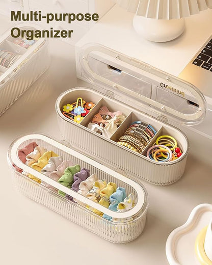 Makeup Brush Holder Organizer, Cosmetic Storage Case with Lid, Clear Acrylic Waterproof Dustproof Organizer for Makeup Sponges, Vanity, Bathroom & Desktop (1 Pack)